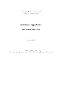 Fascicule d'exercices de Probabilit&eacute;s approfondies - Master Math&eacute;matiques UPMC