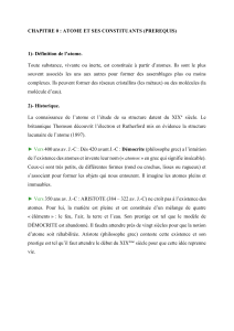 Chapitre 0 : Atome et ses Constituants (Pr&eacute;requis)