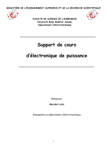 Support de cours d'&eacute;lectronique de puissance - Universit&eacute; Badji Mokhtar