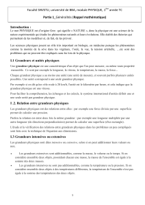 Physique - G&eacute;n&eacute;ralit&eacute;s et Unit&eacute;s (1&egrave;re ann&eacute;e TC)