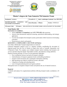 Master's Exam: Organisation of Transport Modes & Management