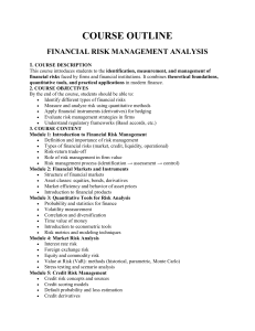 Financial Risk Management Analysis Course Outline