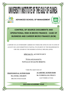 Control of Source Documents & Operational Risk in Microfinance: BCM Case Study