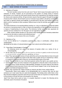 Lecture Notes on Taxation of Banking Operations