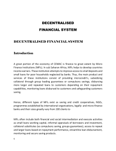 Decentralised Financial System: Microfinance in CEMAC