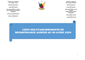 Accredited Microfinance Institutions in Cameroon (April 2024)