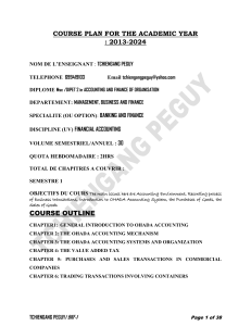 Financial Accounting Course Plan 2013-2024 OHADA Standards