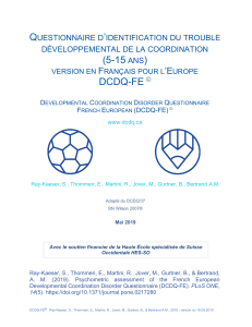 Questionnaire DCDQ-FE : D&eacute;pistage du TDC chez les enfants (5-15 ans)