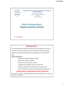 Chimie Th&eacute;rapeutique : Relation Structure-Activit&eacute;