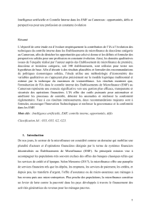 Intelligence artificielle et contr&ocirc;le interne dans les EMF au Cameroun
