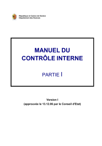 Manuel du Contr&ocirc;le Interne - R&eacute;publique et Canton de Gen&egrave;ve