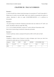 Acides et bases en solution aqueuse - Travaux dirig&eacute;s