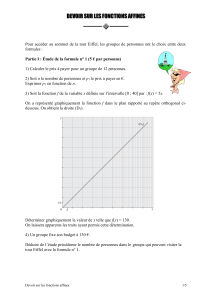 Devoir sur les fonctions affines : Exercices de maths