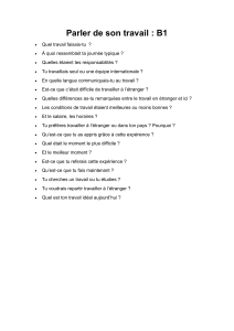 Questions de conversation : Parler de son travail (B1)