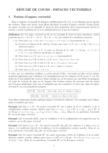 R&eacute;sum&eacute; de cours : Espaces vectoriels