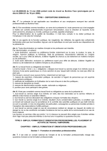 Code du travail du Burkina Faso (Loi 28-2008/AN)
