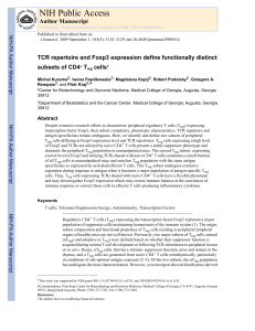 TCR Repertoire and Foxp3 Define Distinct Treg Subsets