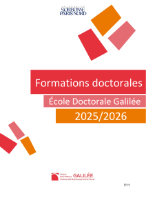 Catalogue des formations doctorales &Eacute;cole Galil&eacute;e 2025/2026
