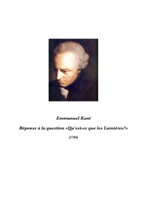 R&eacute;ponse &agrave; la question &laquo;Qu'est-ce que les Lumi&egrave;res?&raquo; par Kant (1784)