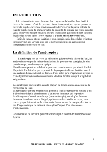 Am&eacute;tropies : Myopie, Hyperm&eacute;tropie, Astigmatisme, Presbytie