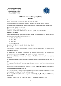 Feuille d'exercices sur les liaisons chimiques