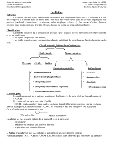 Les lipides - Biochimie pour Chirurgie dentaire