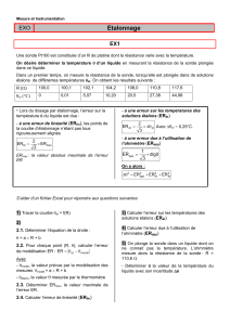 Mesure et Instrumentation: Exercices de Calibration