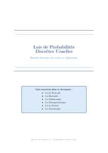 Lois de Probabilit&eacute;s Discr&egrave;tes Usuelles : R&eacute;sum&eacute; Structur&eacute;
