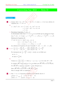Correction Bac 2021 S&eacute;rie D Maths - R&eacute;publique du Congo