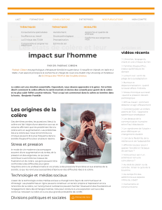 Les &eacute;tats de col&egrave;re et leur impact sur l'homme