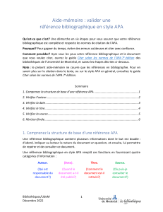 Aide-m&eacute;moire : Valider une r&eacute;f&eacute;rence APA