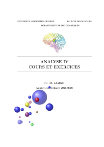 Analyse IV : Cours et Exercices (2025-2026) par Pr. M. Lamnii