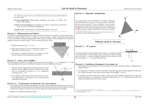 Lois de Snell et Descartes - Exercices d'Optique
