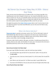 Telenor Quiz Answers Today May 10 2026: Free MBs Guide