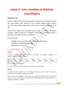 Le&ccedil;on 2 : Lois, mod&egrave;les et th&eacute;ories scientifiques