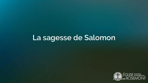 La sagesse de Salomon : Cours biblique sur le roi Sage