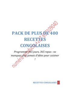 Plus de 400 recettes congolaises : 365 jours de menus