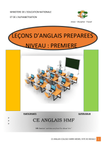 English Lesson Plans for Premiere Level