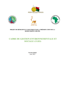 Cadre de Gestion Environnementale et Sociale PRCPB - R&eacute;silience Climatique et Biodiversit&eacute;