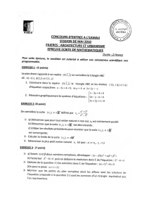 EAMAU 2010 Mathematics Exam: Architecture & Urbanism