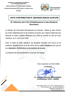 Note d'Information : Visite de Contr&ocirc;le ANBG pour &Eacute;tudiants Boursiers