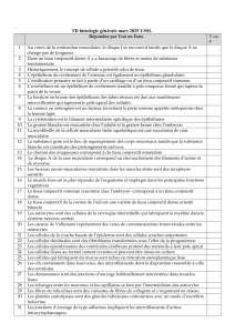 TD Histologie G&eacute;n&eacute;rale Mars 2025 USSL - Quiz Vrai/Faux
