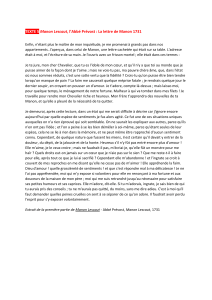 Analyse de la lettre de Manon (Manon Lescaut, 1731)
