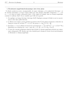 Exercices de physique : &Eacute;coulement magn&eacute;tohydrodynamique entre deux plans