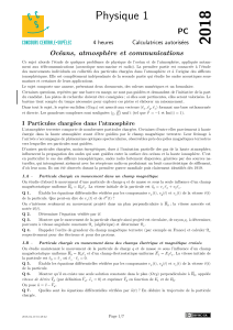 Physique 1 : Oc&eacute;ans, atmosph&egrave;re et communications - Concours Centrale-Sup&eacute;lec 2018