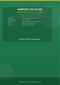Rapport de stage Gestion des d&eacute;chets industriels