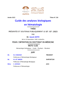 Guide des analyses biologiques en h&eacute;matologie - Th&egrave;se 2023