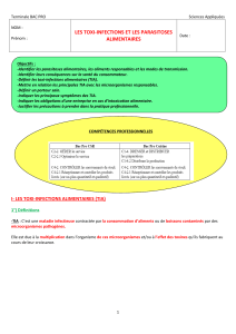 Toxi-infections et Parasitoses Alimentaires