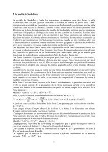 Le mod&egrave;le de Stackelberg : Th&eacute;orie et &eacute;quilibre oligopolistique