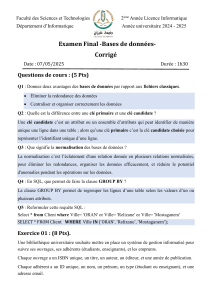 Examen Final Bases de Donn&eacute;es Corrig&eacute;